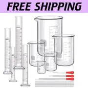 Complete Borosilicate Glass Lab Set: Cylinders, Beakers & Droppers (10ml-1000ml)