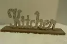 Kitchen Metal Sign Hammered Silver Spell Out NWT