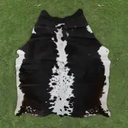 Hair on Cowhide Rug Real Cow Leather Skin Floor Carpet Natural Rug 64x62" CC1328