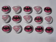Pink super heros buttons flat back or pin badge cabochons embellishments magnet