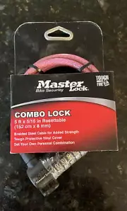 Master Lock Combination Bike Lock 5 Feet Long Black Pink Cable ML75585