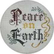 "PEACE ON EARTH" Hand-Painted 8" Round Christmas Needlepoint Canvas H186