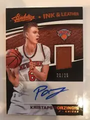 2017-18 NBA ABSOLUTE INK & LEATHER KRISTAPS PORZINGIS NY KNICKS RARE AUTO /25
