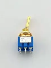 NEW - On-Off-On Mini Switch, DPDT, Flat Bat - GOLD