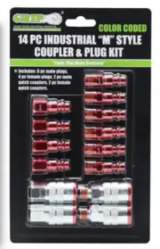 Air line coupler & plug kit, M-Style type, red color coded - pneumatic tools