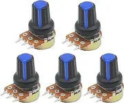 AEMALL 5Sets WH148 3pin B1K ~ B1M ohm 1K 2K 5K 10K 20K 6Pin 15mm 10K 3 Terminal Linear Taper Rotary Potentiometer for3 203 503 104 (Color : Blue, Size : 2K Ohm)