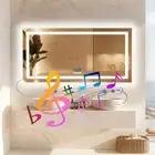 Oversized LED Lighted Bathroom Mirror with Bluetooth 2 Speakers Anti-fog Memory