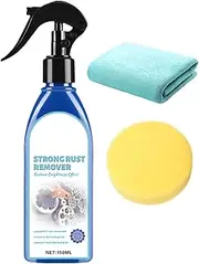 Rust Remover Spray | 150ml Rust Dissolver | Metal Polish with Sponge and Towel, Professional Cleaner for Bolt Chain Tool Automotive Bike Grill Home