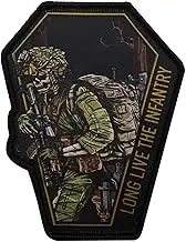 ODSS Long Live The Infantry Printed Appliques Patches, Tactical Morale Military Applique Emblem Badges Decorative Patch, Hook Loop Backing Patches for Hats, Clothing, Backpacks, Black