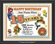 PERSONALIZED HAPPY BIRTHDAY CERTIFICATE - Super Mario Bowser Card - GREAT GIFT