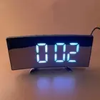 LED Alarm Clock Digital ElectronicAlarm Clock Curved Screen Mirror Tempe Date gw