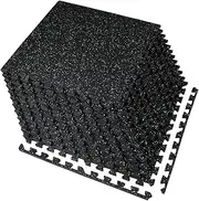 Vivaluz 0.56 Inch Thick 48 Sq Ft Gym Flooring for Home Gym, 12 Tiles Robust Rubber Top with Eva Foam Exercise Equipment Mats, Protective Flooring Puzzle Mat for Fitness Room