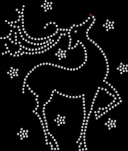 Rhinestone Bling Sparkle Iron On Transfer DIY Christmas Stag Reindeer White
