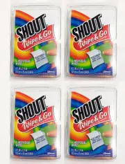 4 Packs Shout Wipe & Go Stain Remover Lifts Away Stains Total 16 Wipes