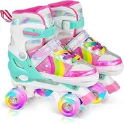 Roller Skates for Girls, 4 Sizes Adjustable Roller Skates for Kids Girls Boys Outdoor Indoor with Light up Wheels