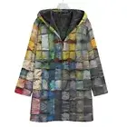Tie Dye Patchwork Denim Cotton Canvas Hooded Jacket Coat Cozy Cloak Olive Green