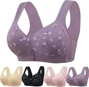 [HYMEVROS] Daisy Bras for Older Women Upgraded Comfortable Comfortable Practical Cotton Bras Button Front Closure Bras for Older Women Wireless Bra