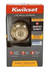 Kwikset Single Cylinder Deadbolt W/ SmartKey & Microban Polished Brass 99800-120