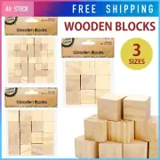 Wooden Craft Blocks Unfinished Natural Square Cubes DIY Puzzle Building Making
