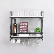 MBQQ Rustic Wall Mounted Wine Racks with 6 Stem Glass Holder,24in Industrial ...