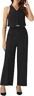 [Allegra K] Vest Pants Suits for Women's Dressy Two Piece Business Outfits Sleeveless Blazer Wide Leg Pants Sets