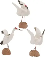 CIYODO 3pcs White Crane Ornament Mini Bonsai Tree Figurines for Outdoors Desktop Decor Ceramic Crane Statue DIY Decor Japanese Zen Garden Decoration Ceramics White Garden Ornament Fairy