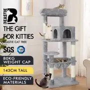BEASTIE Cat Tree with Hammock Scratching Post Light Grey 143cm