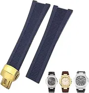 [BANDKIT] 25mm Notch Shape Rubber Silicone Watch Strap Waterproof Watch Bands For PATEK PHILIPPE Nautilus Men Bracelet