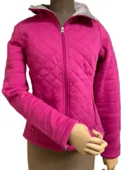 AUTH NWT The North Face Caroluna Quilted Zip Top Crop Small Jacket-Fuschia Pink