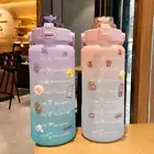 2L Large Water Bottle Motivational Drink Flask With Time Markings BPA Free Sport