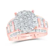 10kt Rose Gold Round Diamond Cluster Bridal Wedding Engagement Ring 2 Cttw
