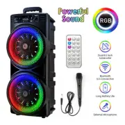 8.5" Bluetooth Speaker Dual woofer Heavy Bass Party System Mic AUX FM Portable