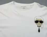 Karl Lagerfeld Paris Men White w Character Tuxedo Tie Sunglasses SS Shirt NWT XL