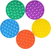 Mirenlife 5 Packs Bubble Sensory Fidget Toy, Autism Special Needs Stress Relief Silicone Pressure Relieving Toys, Silicone Squeeze Sensory Toy, Round