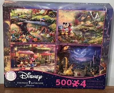 New Sealed Disney Thomas Kinkade Studios 4 500 Piece Jigsaw Puzzles