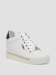 GUESS Women's White Logo Faster Low Top Sneakers Size: 10, Synthetic