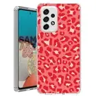 For Samsung Galaxy A23 5g A52 A53 TPU Case Cover+Glass(Leopard Skin Red)