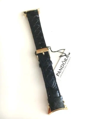 Pandora Imagine Watch Navy Blue Leather Band + IPG (Gold) Stainless Steel Buckle