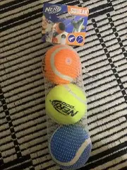 NERF Dog ~ Small Dog & Puppy Squeak Balls 3-Pack Mixed Colors