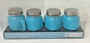 Aqua Blue Mason Storage Jars W/Lids 4 Oz Each Set NEW Grant Howard