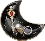 Soddeph Small Moon Ceramic Jewelry Tray, Decorative Trinket Dish, Ring Holder Plate, Modern Accent Tray for Bathroom, Nightstand, Entryway Table, Vanity (1, Black)