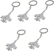 [FOMIYES] 5pcs Silver Aircraft Shaped Keychain Pendants Durable Key Ring Holders for Bag Decoration Unique present for Friends Family for Car Keys and Parties