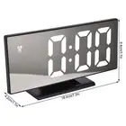 H (Black)Digital Alarm Clock LED Mirror Screen USB Charging Automatic Dimming E