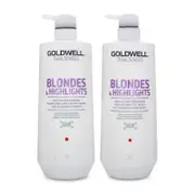 Goldwell Dualsenses Blondes & Highlights Anti-Yellow Shampoo & Conditioner 1 Litre Duo