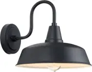 14In. Dome Outdoor Black Barn Lights Exterior Gooseneck Barn Lighting with Wall