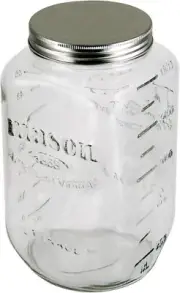 Grant Howard Mason Classics Glass Storage Jar, Metal Emboss Top, 64 Ounces
