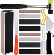 SOUJOY 17-Piece Guitar Luthier Tool Set: Fret Rubber Hammer, Crowning File, Leveling Beam, Rocker, Guards, Spreaders
