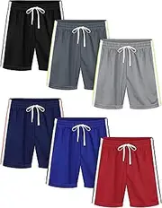 [Resinta] 6 Pack Toddler Boy's Mesh Shorts with Drawstring Quick Dry Performance Shorts Athletic Basketball Shorts