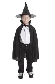 NEW Child Black Wizard Costume - Hat & Cape - Halloween