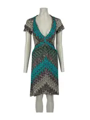 Zig Zag Pattern Ruched Dress